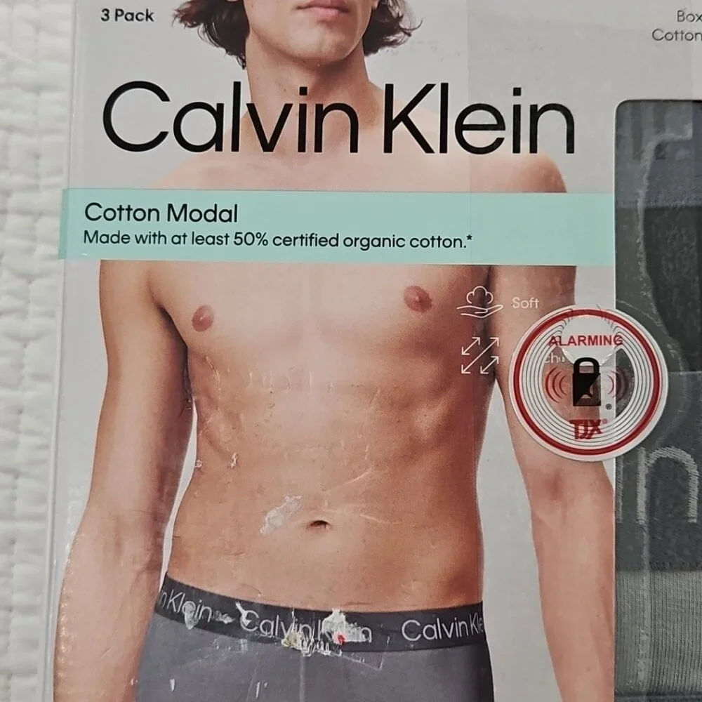 Calvin Klein‎ 3-Pack Boxer Briefs Men's XL Black Gray Organic Cotton Modal NEW